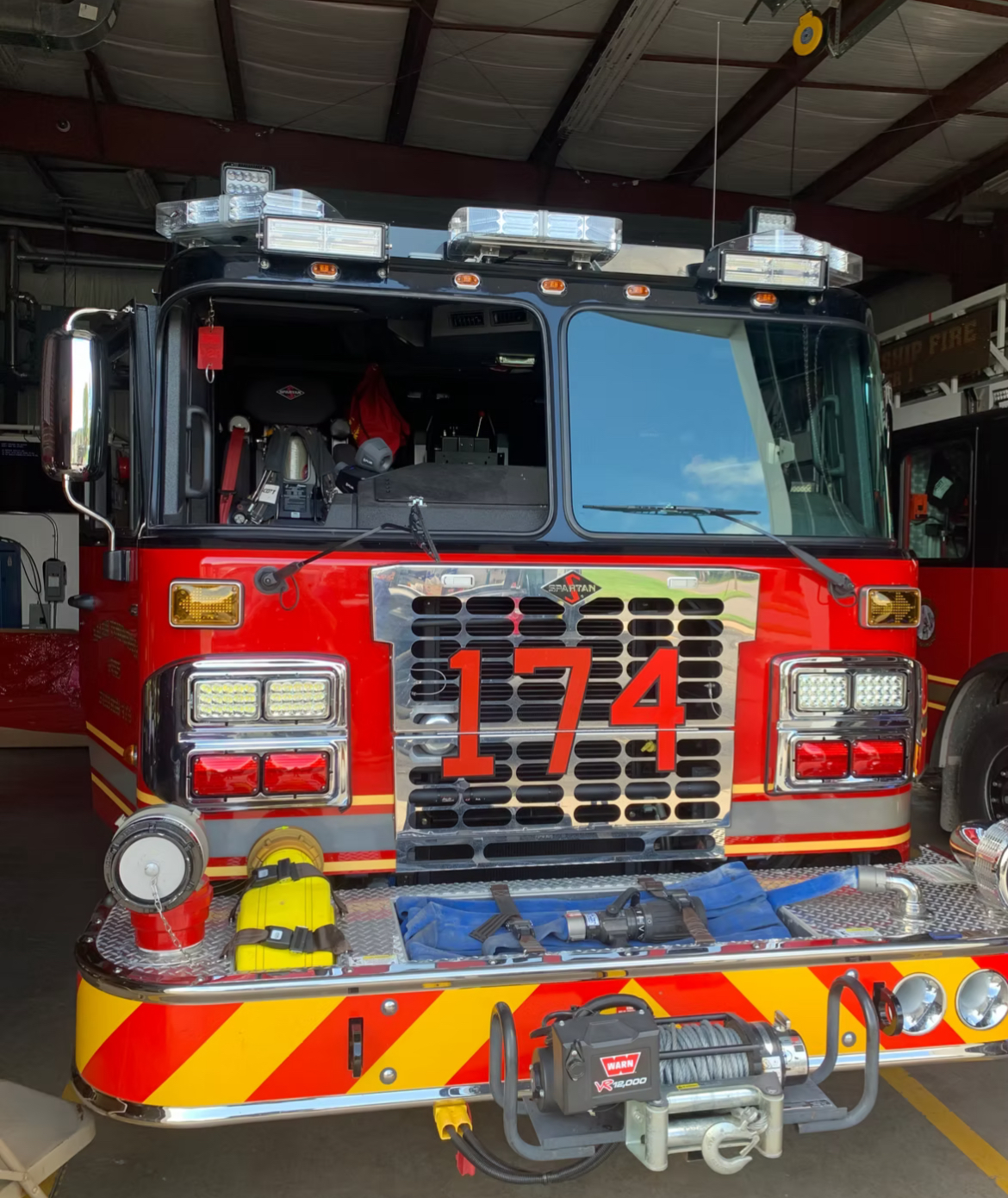 Fire truck 174 before windshield service